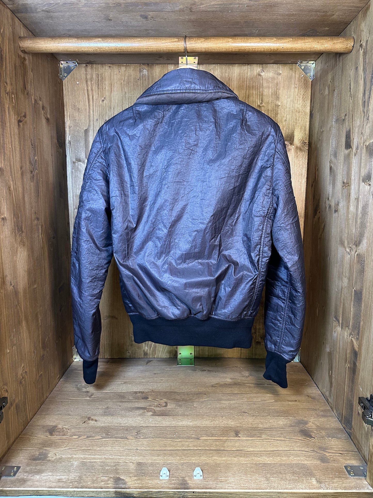 AW07 NYLON GREY BOMBER WITH HIDDEN HOOD