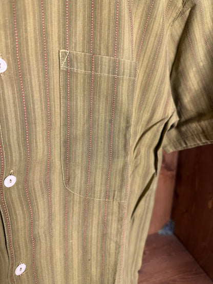 SS80 VERTICAL STITCHES COTTON SHIRT in Grass Green