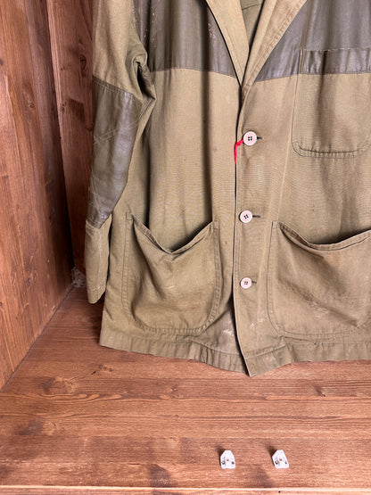 SS80 COTTON BLAZER in Green Brown