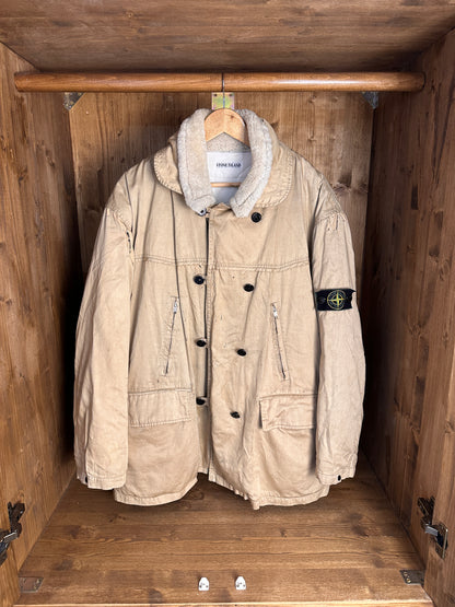 AW88 RASO GOMMATO DOUBLE BREASTED SHEEPSKIN LINER JACKET in Beige