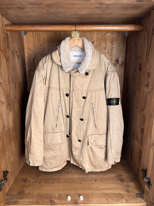 AW88 RASO GOMMATO DOUBLE BREASTED SHEEPSKIN LINER JACKET in Beige