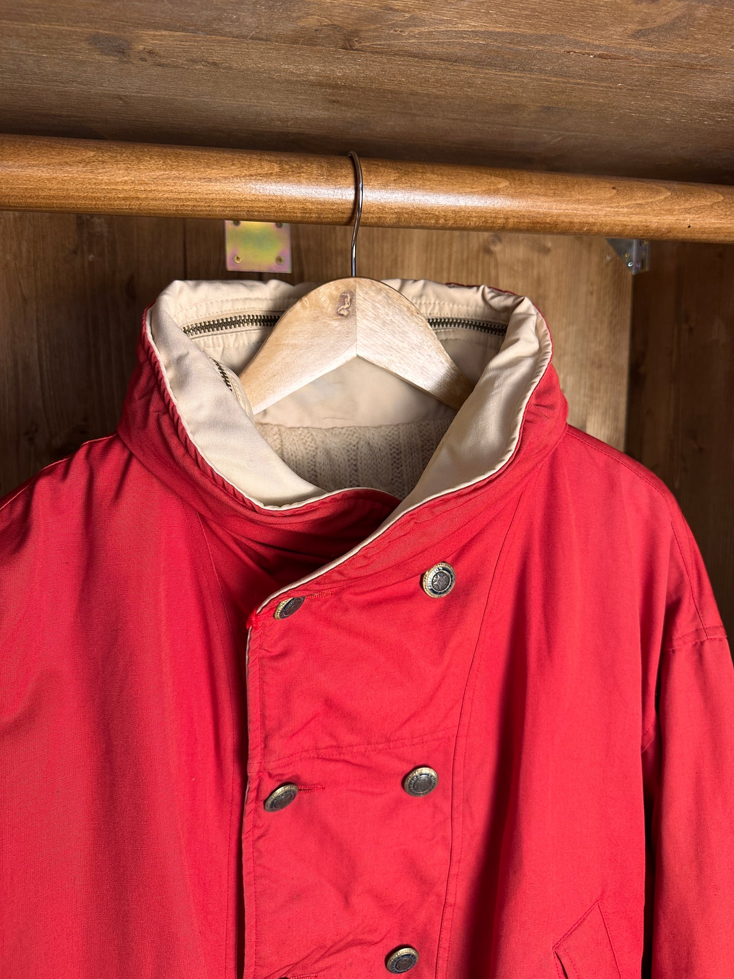 AW84/85 REVERSIBLE DOUBLE BREAST JACKET in Coral Red & Oyster White