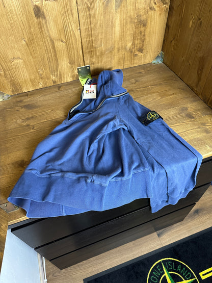 AW00s 1/4 ZIP COTTON JUMPER WITH METAL INSERTS in Distant Blue