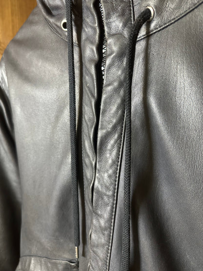 AW10 BIKER LEATHER DOWN JACKET
