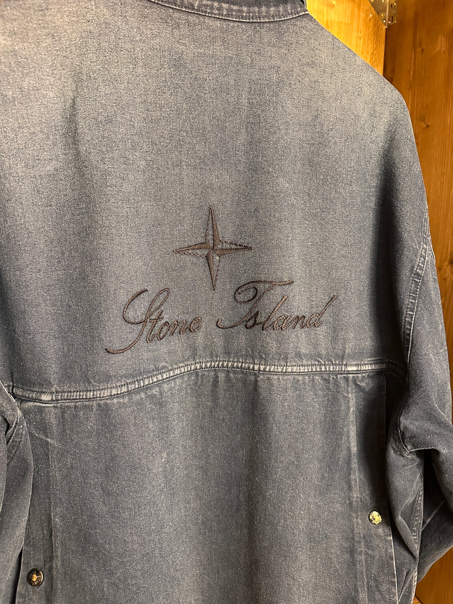 SS88 DENIM CARPENTER WITH BLACK SPELLOUT in Denim Blue