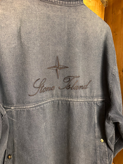 SS88 DENIM CARPENTER WITH BLACK SPELLOUT in Denim Blue