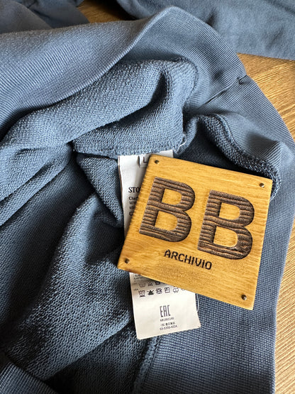 SS18 DIAGONAL ZIP COTTON HOODIE in Blue Grey (dyed from White)