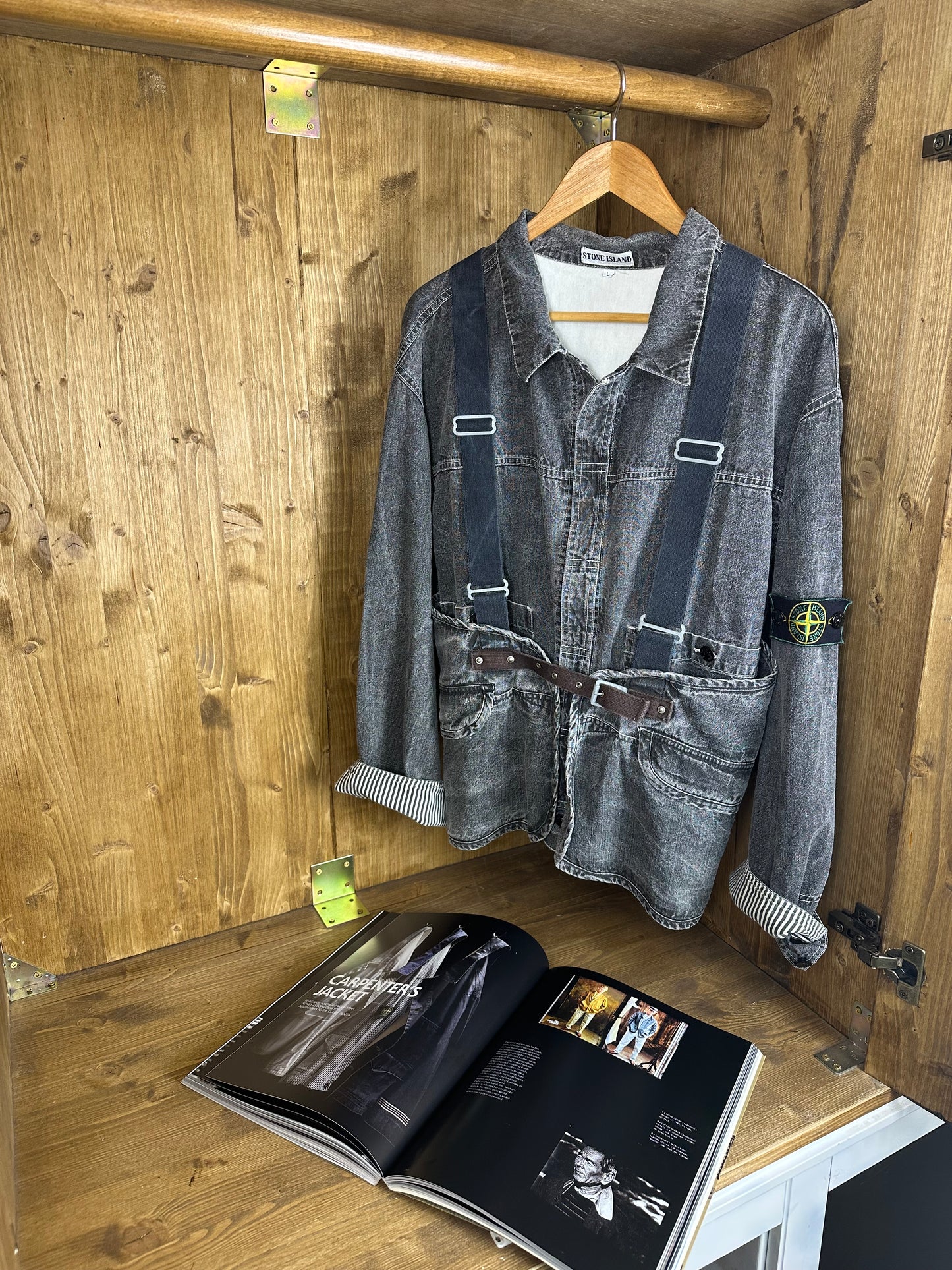 SS1986 DENIM CARPENTER WITH BACKPACK in Grey