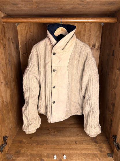 AW84/85 REVERSIBLE DOUBLE BREAST JACKET in Ocean Blue & Oyster White