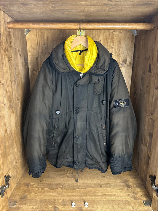 AW85 RASO GOMMATO PARACHUTE SILK LINER WITH REX HOOD in Faded Black