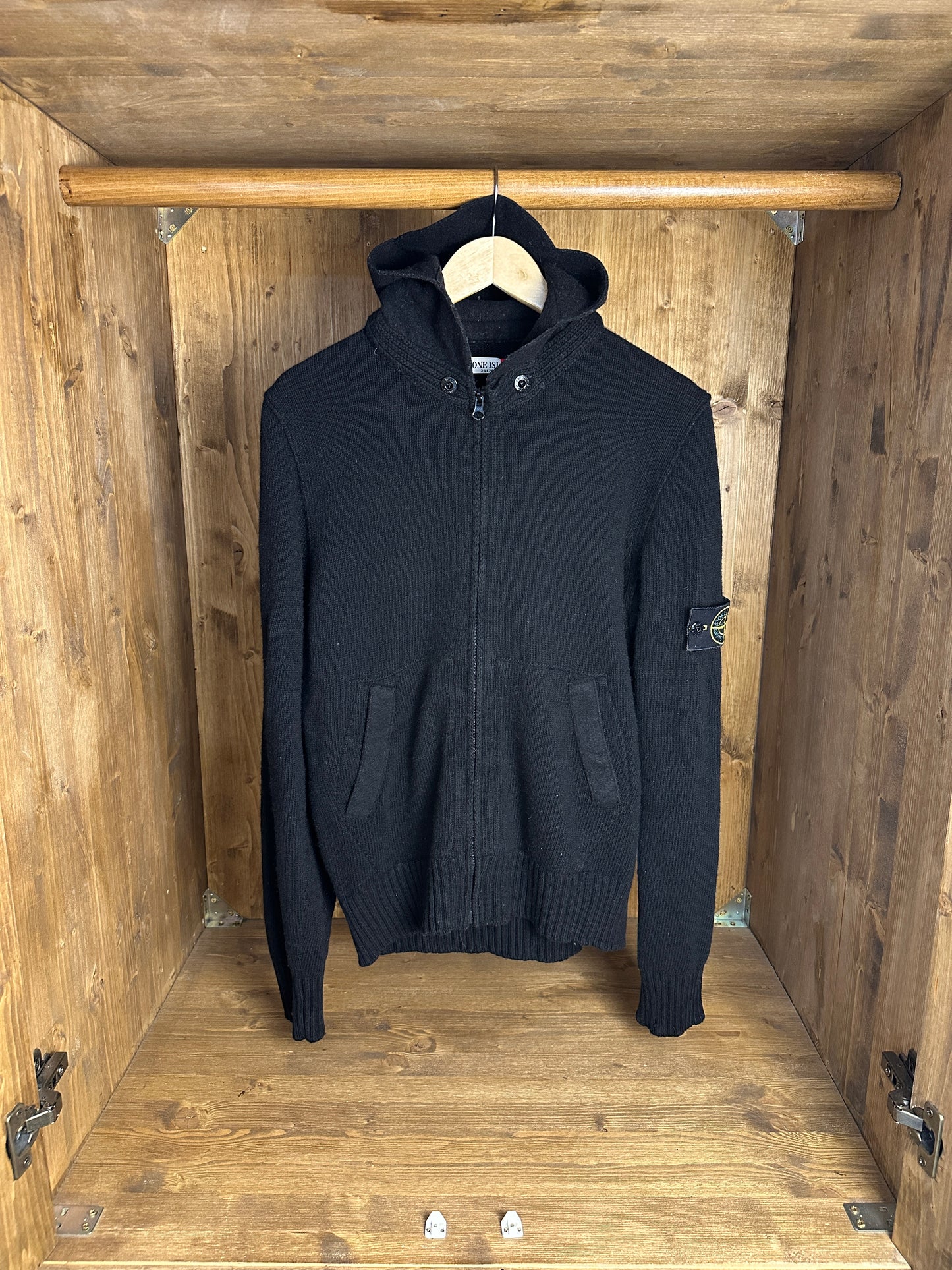 AW11 WOOL NYLON HOODED JACKET in Black