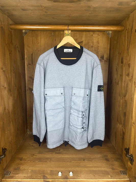 SS19 TELA PLACCATA CREWNECK in Light Blu