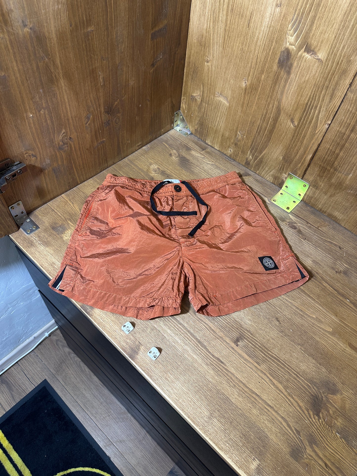 SS15 NYLON METAL SWIMSHORT In Rust Red