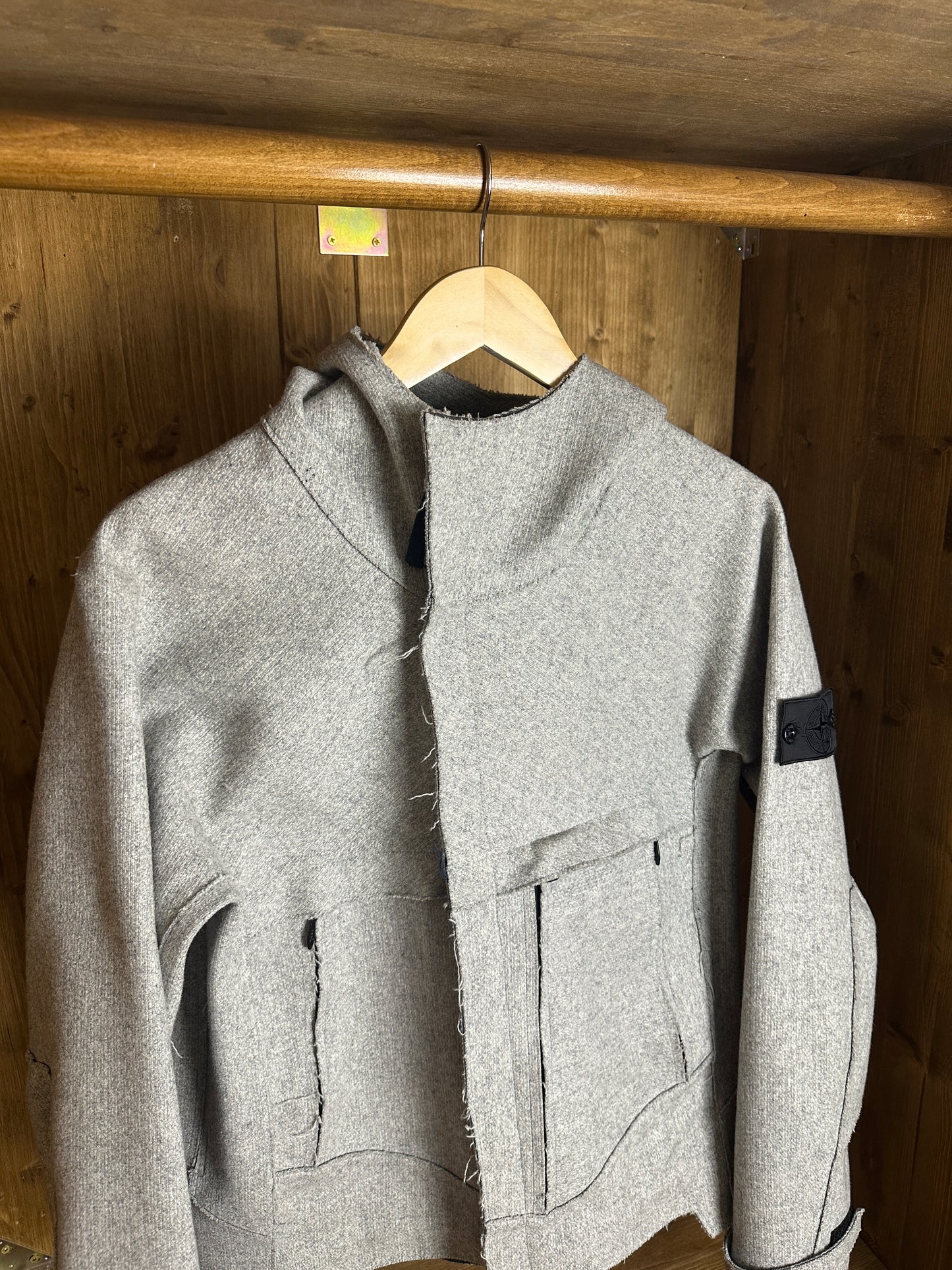 AW10 SHADOW PROJECT FELT LEATHER RAW CUTS JACKET in Agate Grey