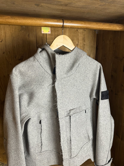 AW10 SHADOW PROJECT FELT LEATHER RAW CUTS JACKET in Agate Grey