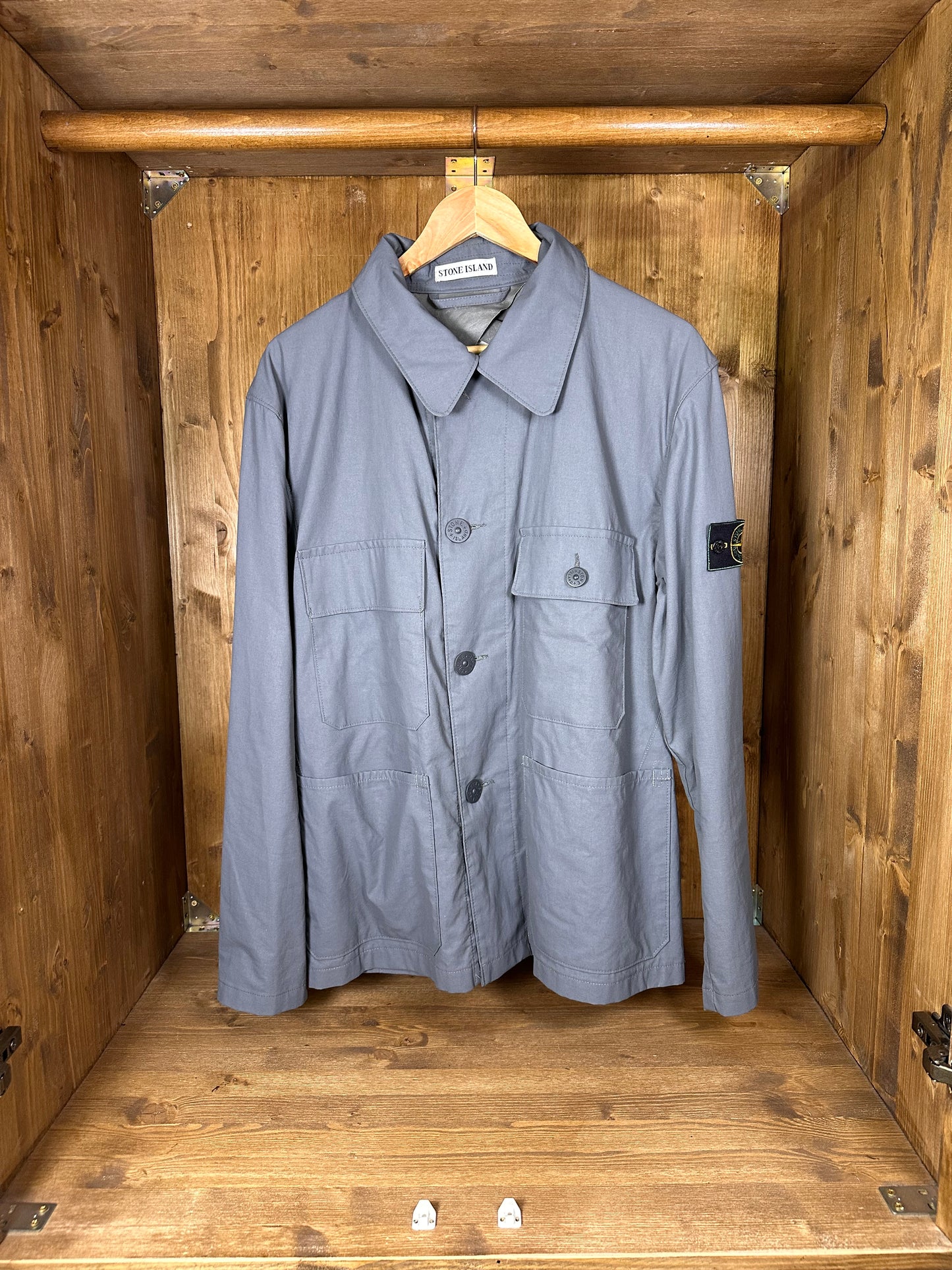STONE GREY POLYURETHANE OVERSHIRT