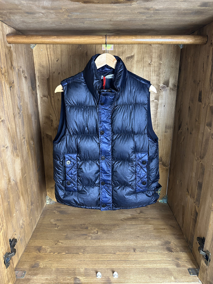 AW11 GARMENT DYED DOWN_26 GR x SQM_N VEST in Two Tone Dark Blu