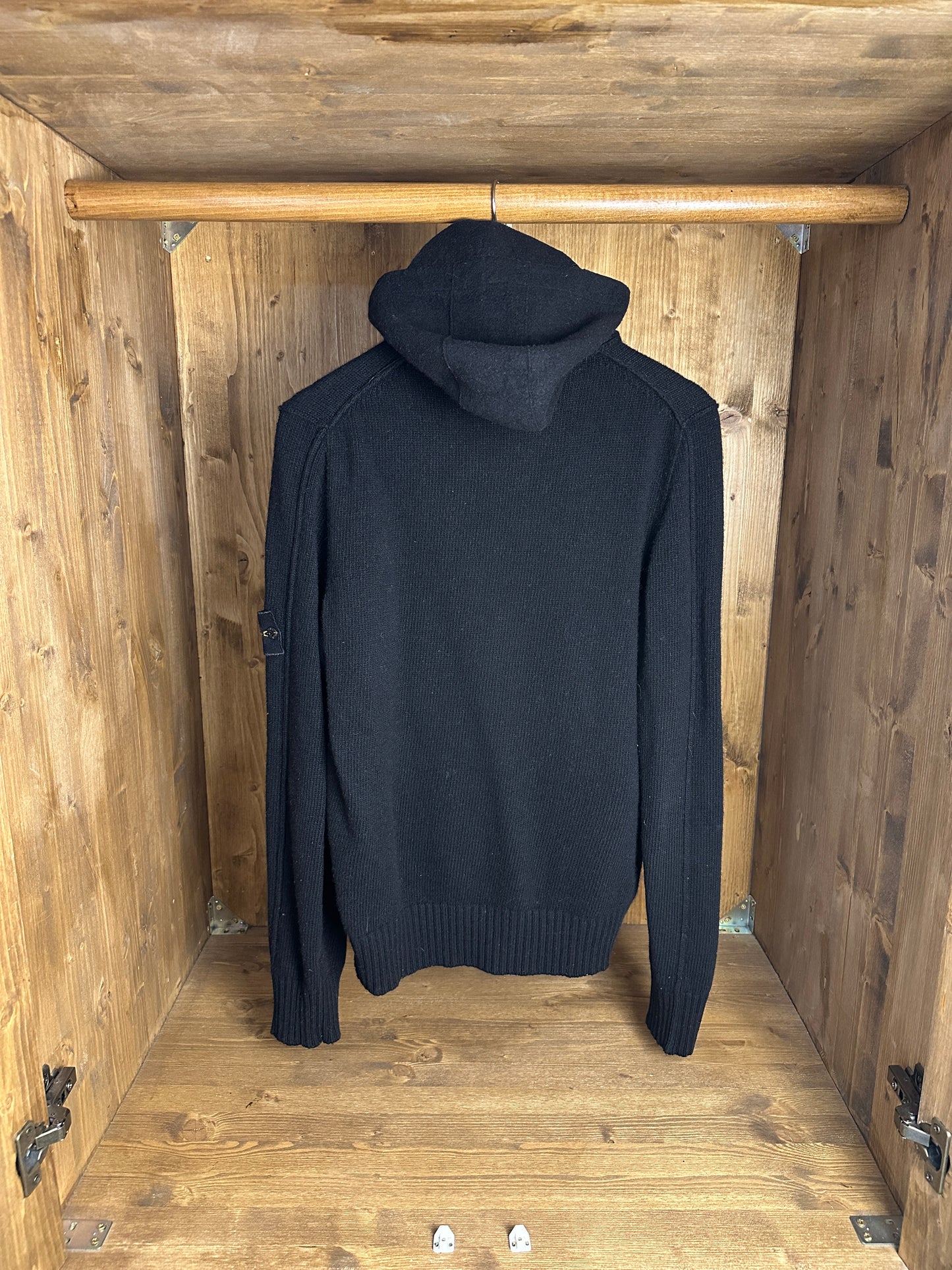 AW11 WOOL NYLON HOODED JACKET in Black