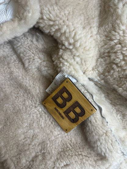 AW06-07 HANDPAINTED SHEEPSKIN BOMBER in Glacial White from Archivio