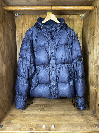 AW04 BLUE METALLIC TEXTURE DOWN JACKET