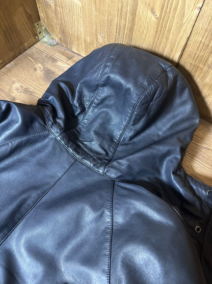 AW10 BIKER LEATHER DOWN JACKET