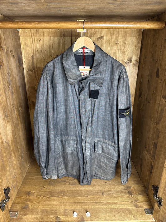 AW98 LINO FLAX TRENCH in Dark Grey