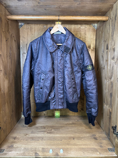 AW07 NYLON GREY BOMBER WITH HIDDEN HOOD