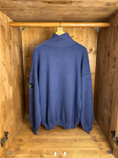 AW89 WOOL JUMPER NECK ZIP in Green Blue