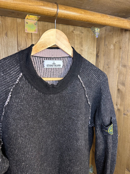 AW16 DOUBLE FACE WOOL SWEATER in Black&Grey