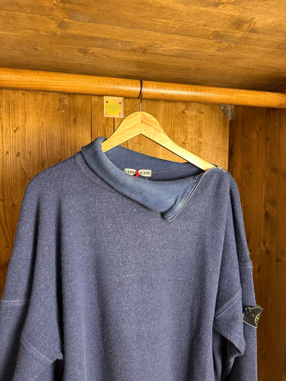 AW89 WOOL JUMPER NECK ZIP in Green Blue