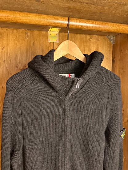 AW04 WOOL ZIPPED HOODIE in Black