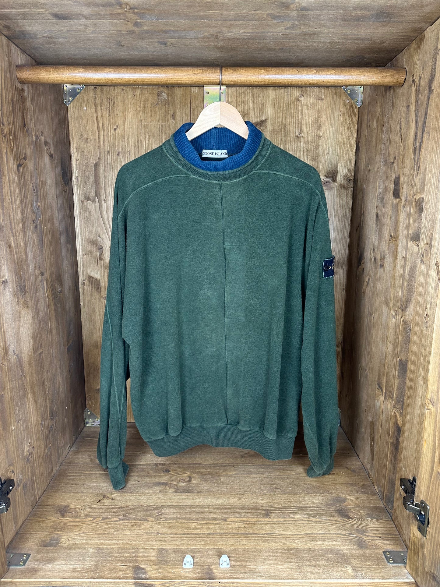 AW88 FLEECE TURTLENECK in Green&Blue