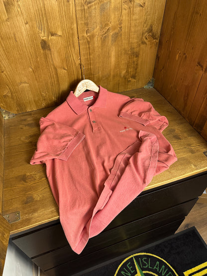 SS89 EMBROIDERED SPELLOUT POLO in Antique Pink