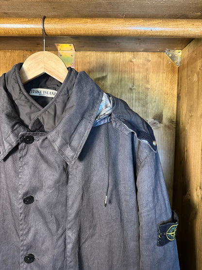 AW04 LINO RESINATO FISHTAIL GREY PARKA