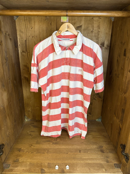 SS92 MARINA STRIPED POLO in Red&White