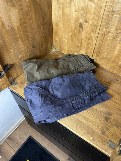 AW00s CARGO JEANS in Blue Green & Sepia Brown