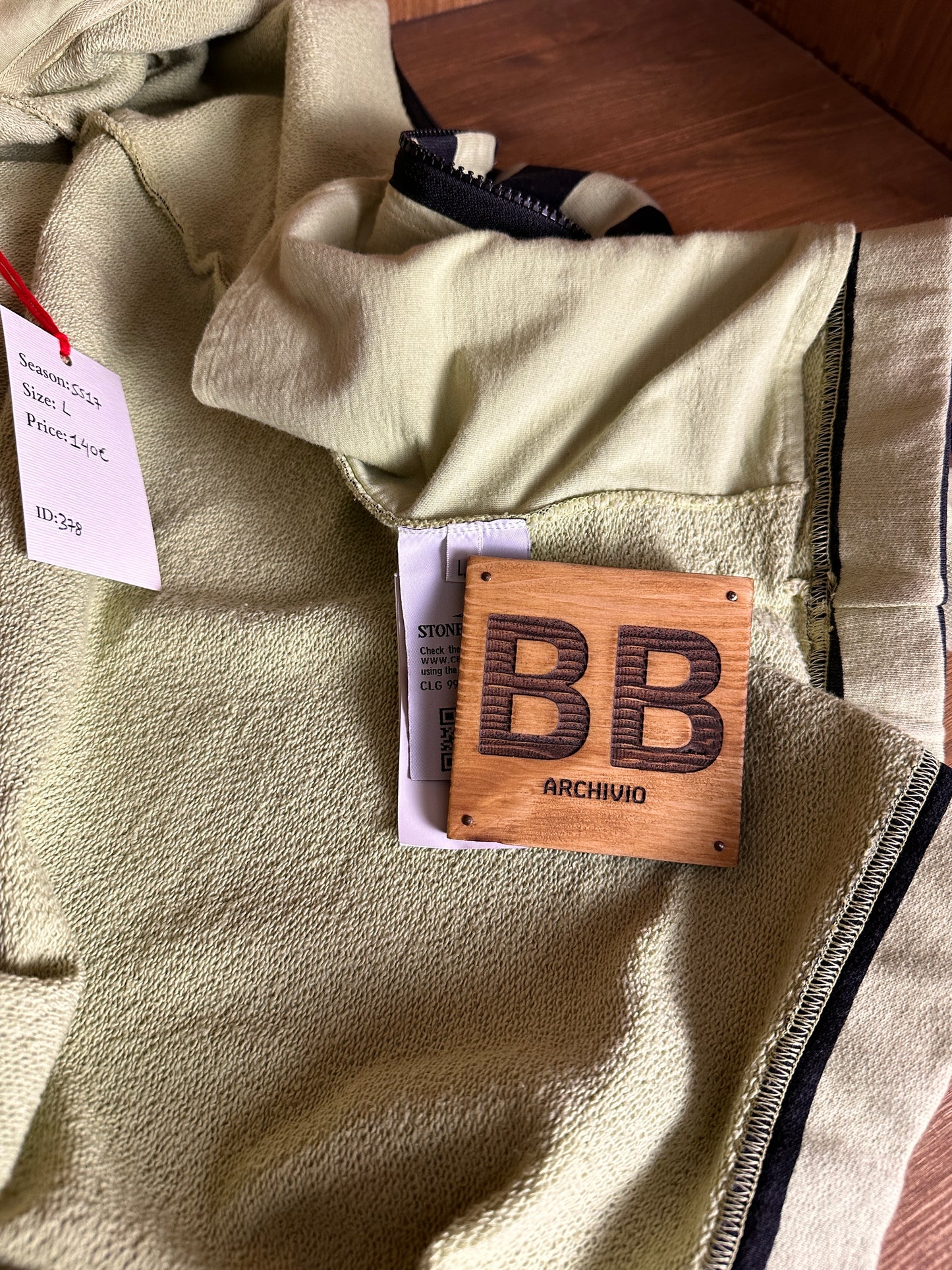 SS17 MARINA ZIPPED HOODIE in Cream and Blue