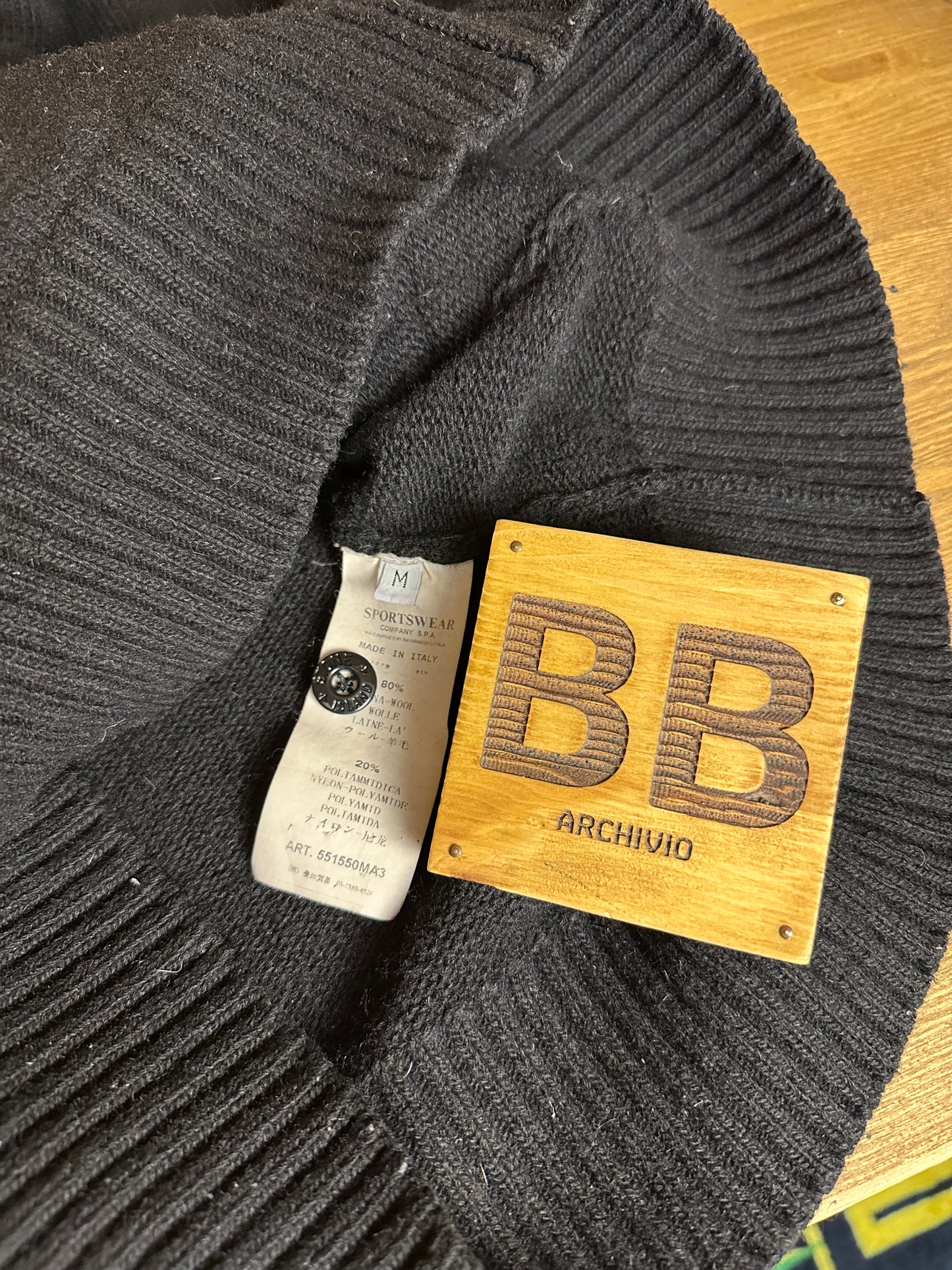 AW11 WOOL NYLON HOODED JACKET in Black
