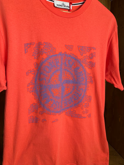 SS19 LOGO TEE in Salmon Orange & Light Blue