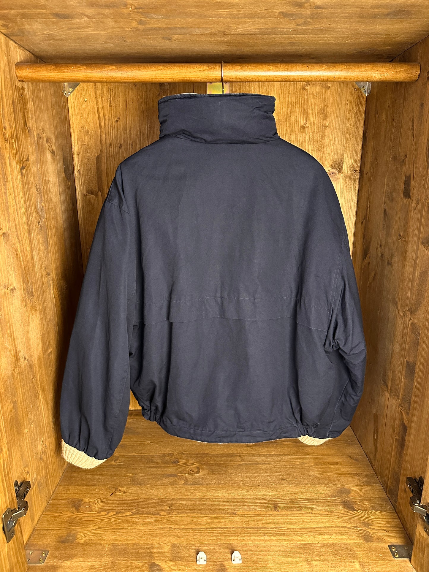 AW84/85 REVERSIBLE DOUBLE BREAST JACKET in Ocean Blue & Oyster White