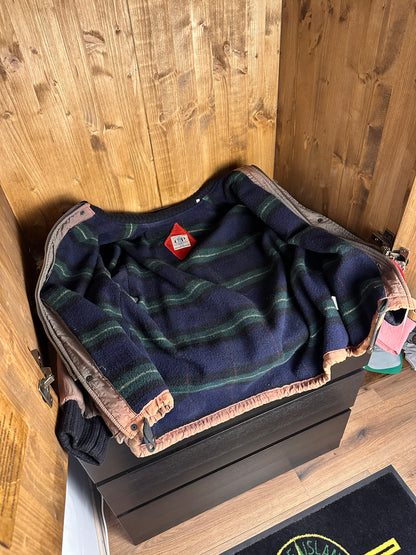 AW83/84 JAPANESE WRINKLED NYLON GRADIENT WITH LEATHER INSERTS in Mixed Shades of Brown