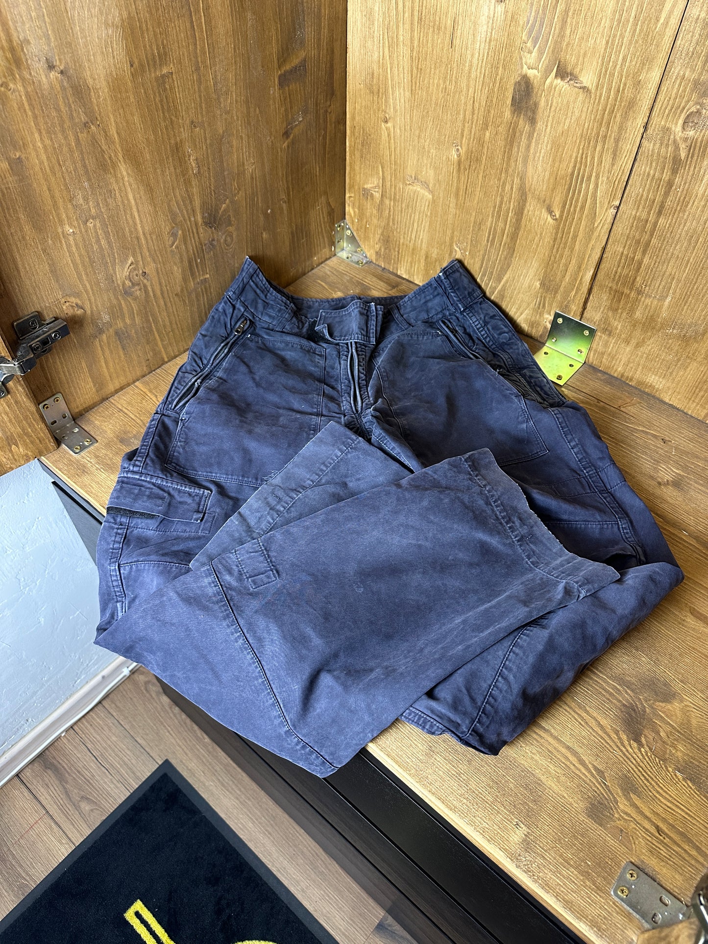 AW00s CARGO JEANS in Blue Green & Sepia Brown