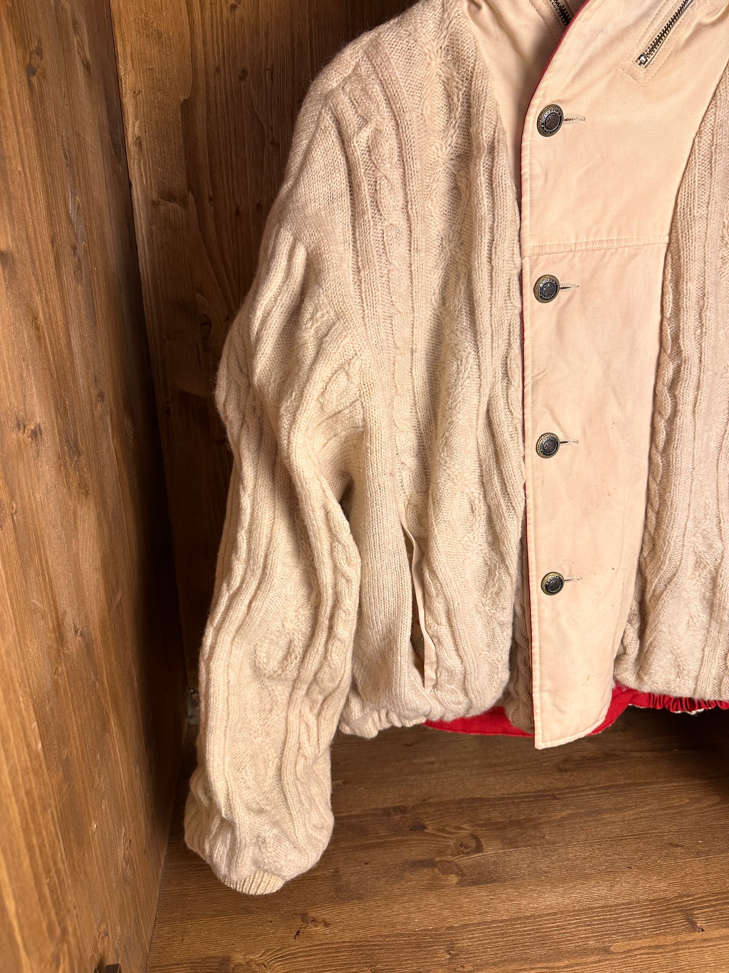 AW84/85 REVERSIBLE DOUBLE BREAST JACKET in Coral Red & Oyster White