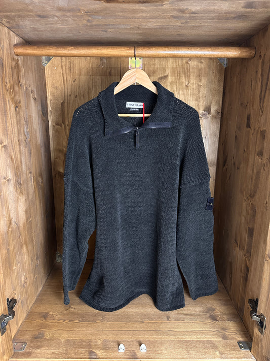 AW00 CHENILLE COTTON 1/4 ZIP JUMPER in Fir Green