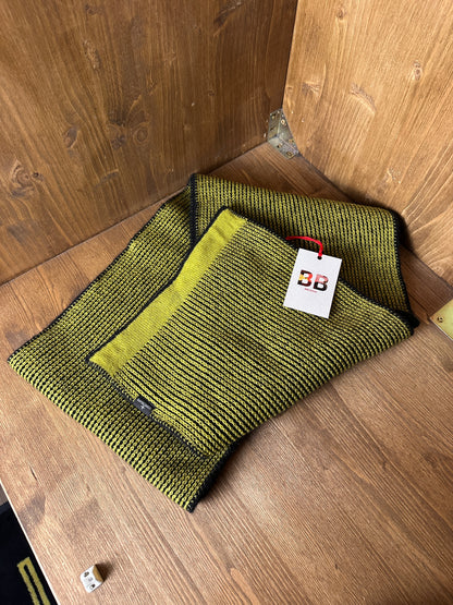 AW18 3D KNIT SCARF & BEANIE in Lime Green & Black
