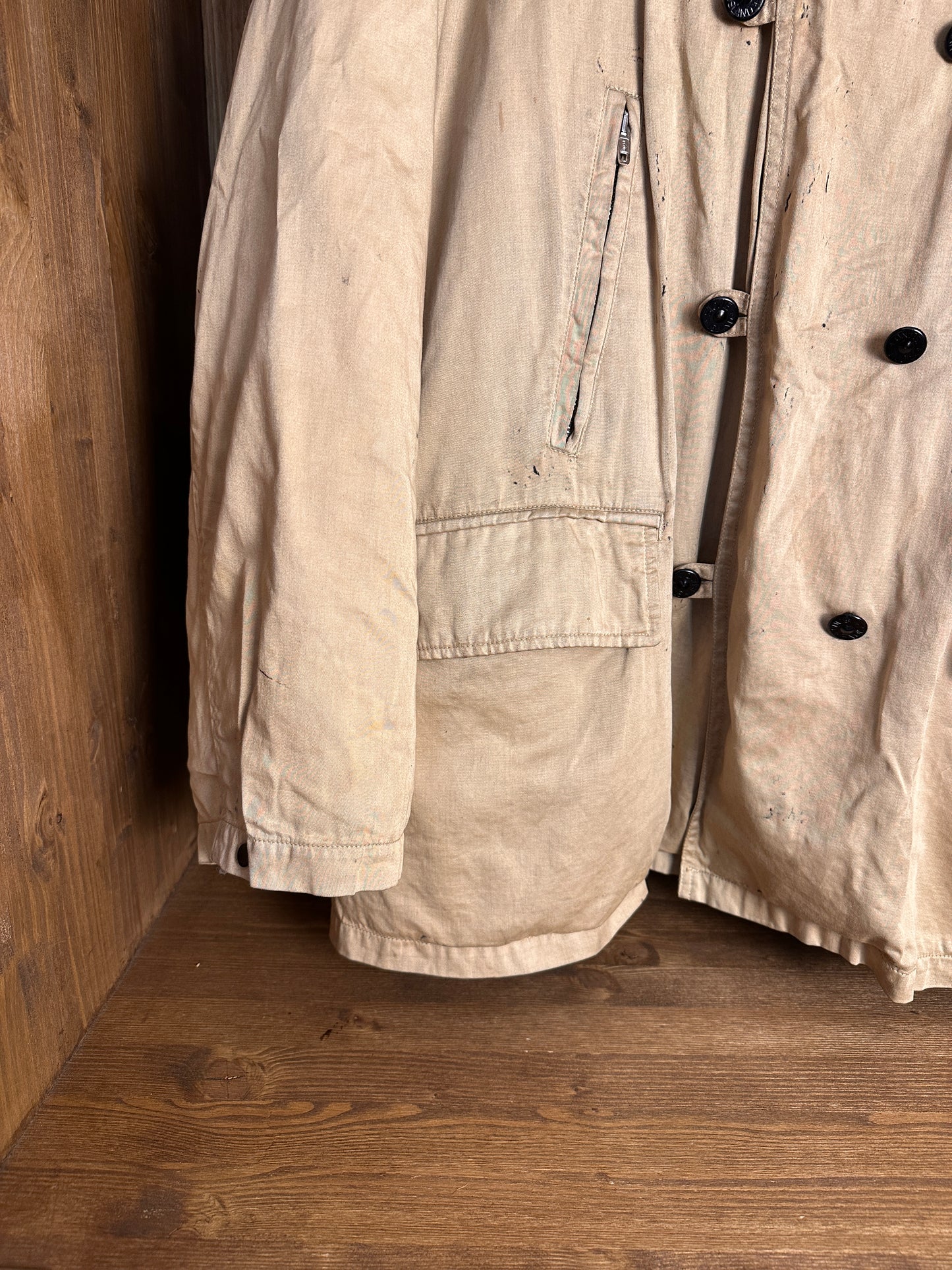AW88 RASO GOMMATO DOUBLE BREASTED SHEEPSKIN LINER JACKET in Beige