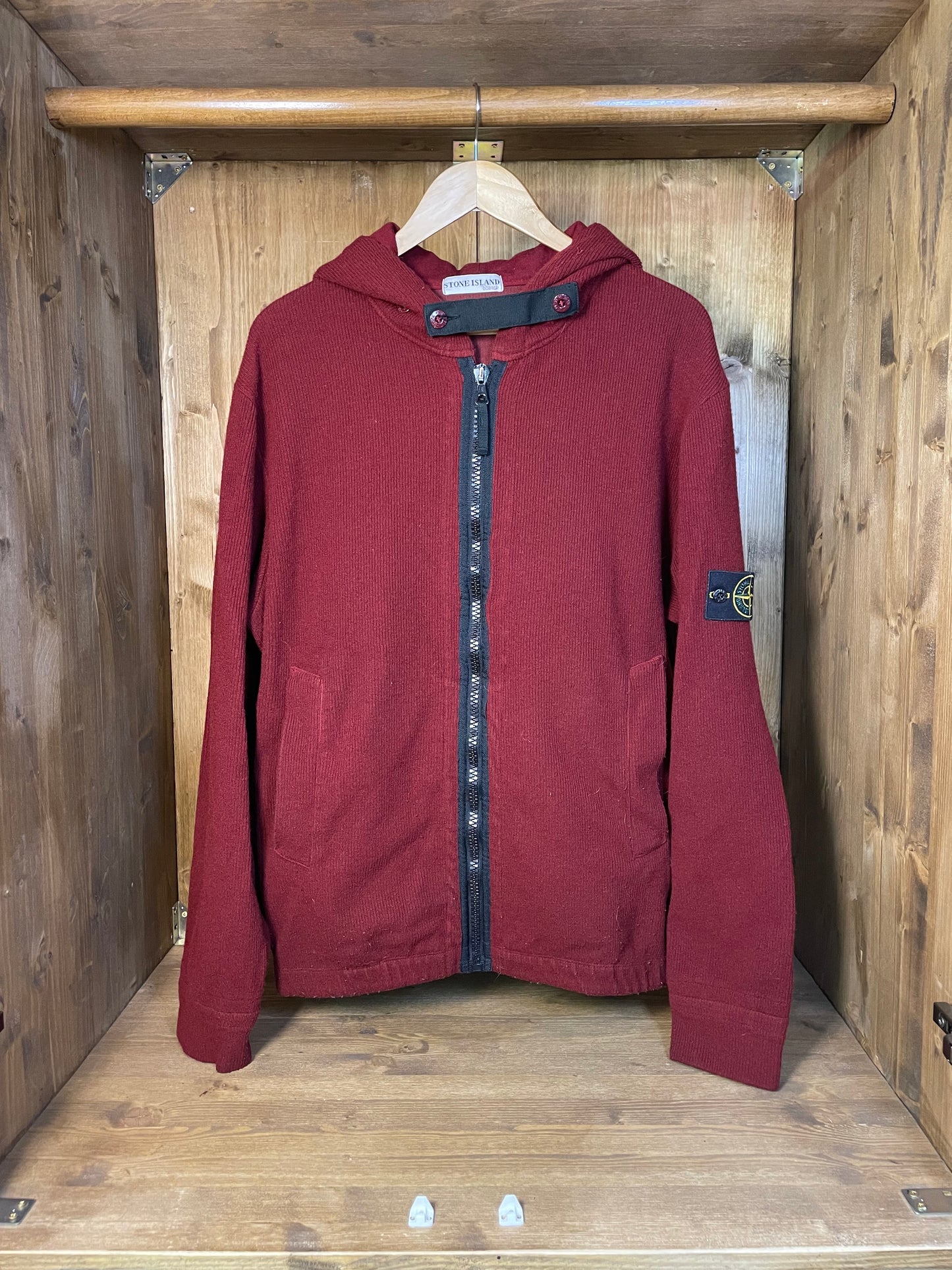 Red wool cardigan full zip