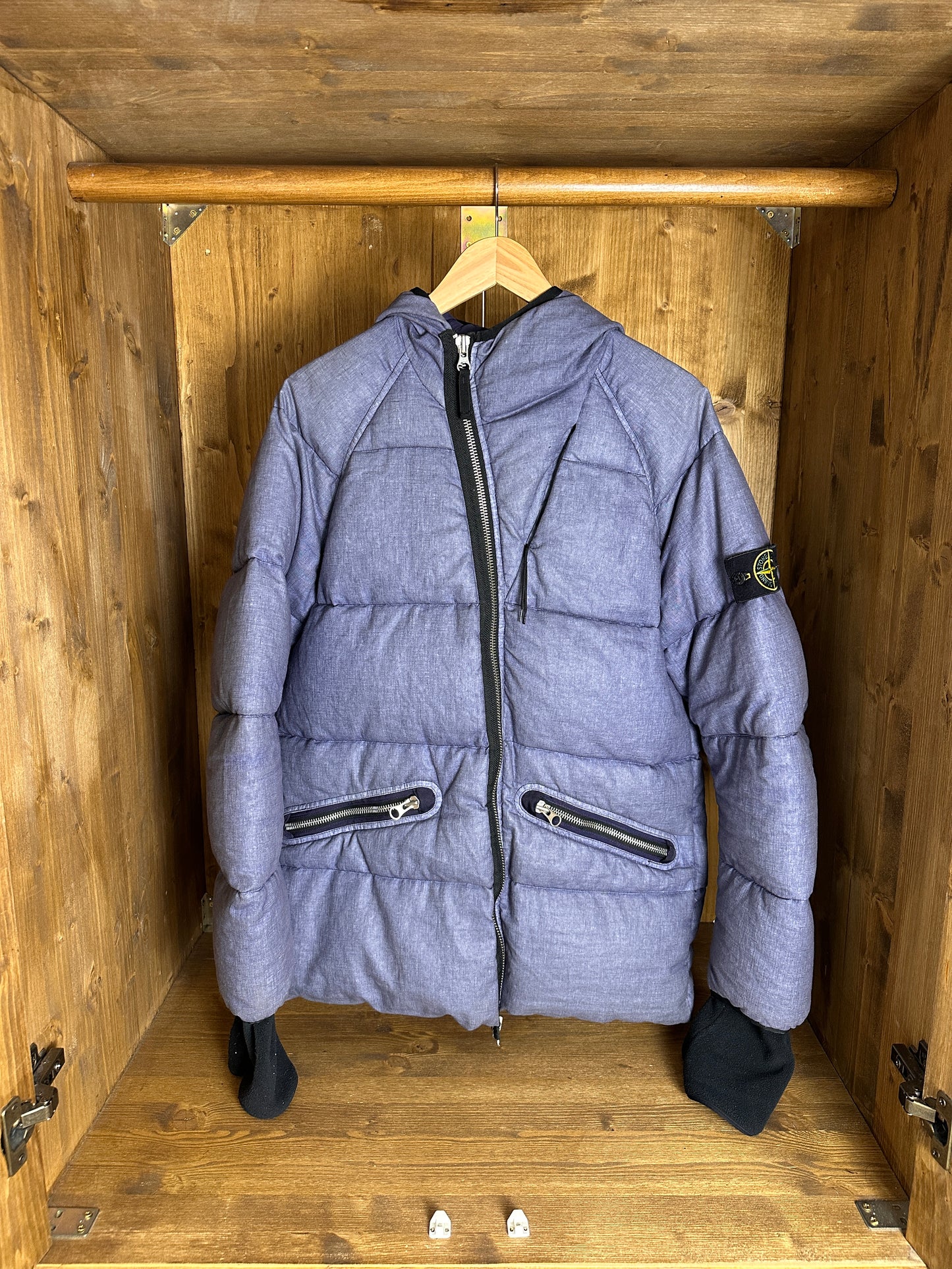 AW18 LINO RESINATO DOWN-TC in Mixed Blue