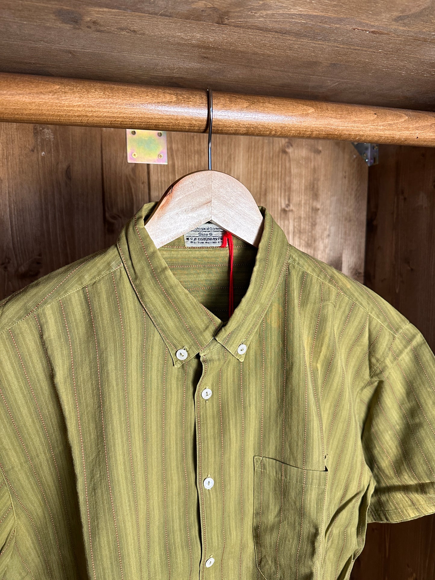 SS80 VERTICAL STITCHES COTTON SHIRT in Grass Green