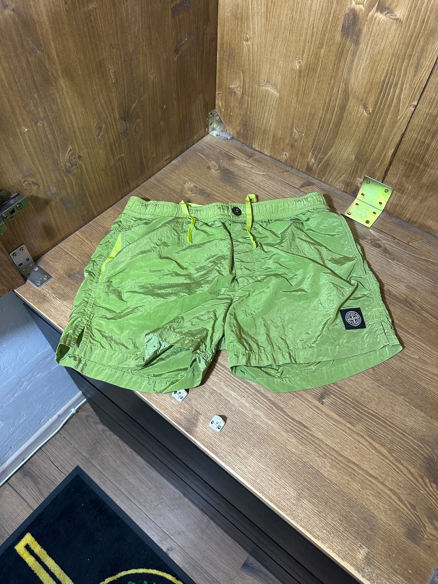 SS22 NYLON METAL SWIMSHORT In Gold Yellow